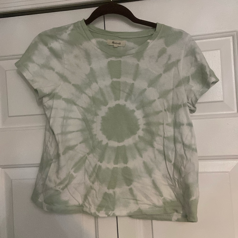 Madewell green and white tie dyed shirt in size small